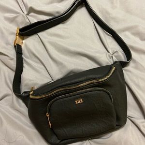 Black and gold fanny pack